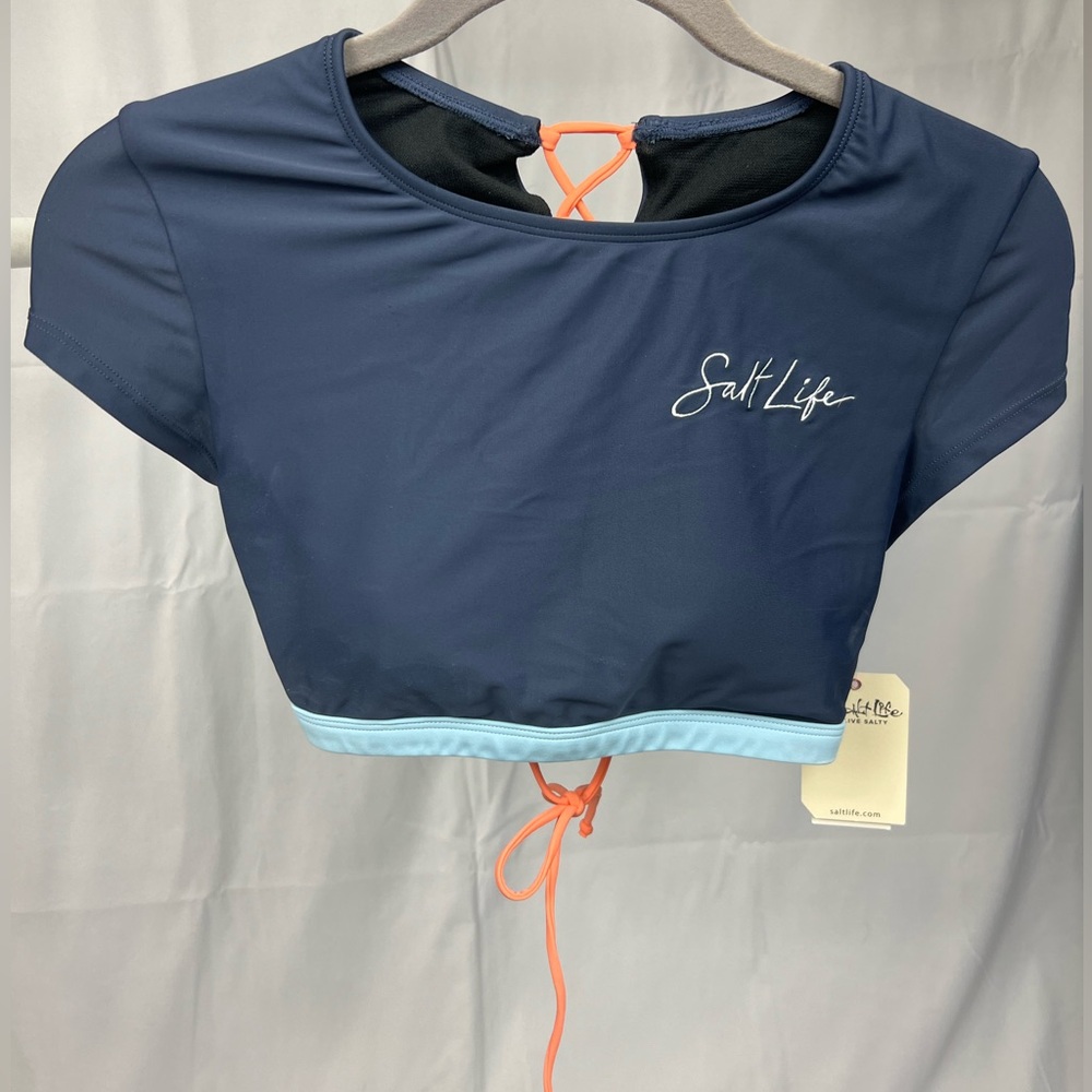 Salt Life Women's Juniors Navy Crop Bikini Top